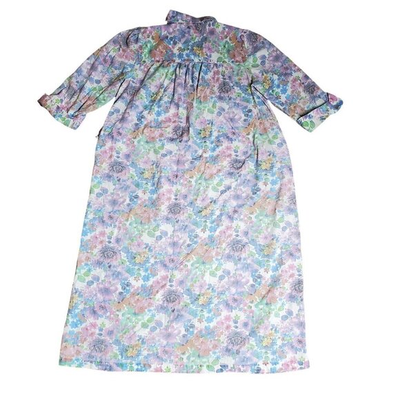 Vintage Models Coat House‎ Dress Robe Snap Floral Granny Cottage M Pastel Cotton - Picture 2 of 7